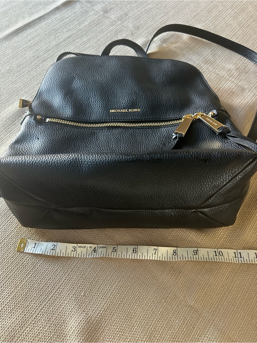 Michael Kors Black Pebbled Leather Backpack with Gold Hardware - Picture 4 of 8